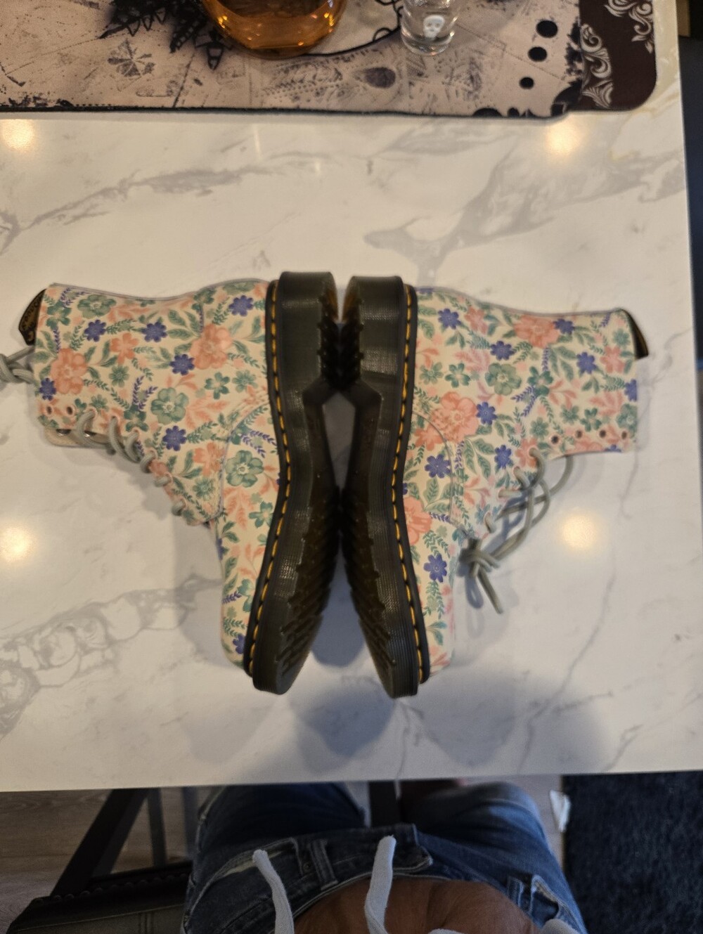 NEW! Dr Martens CLOUD CREAM Floral Pastel GENIX NAPPA Boots. Size 8 MAKE OFFER!! - Picture 9 of 12